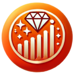 DALL·E 2024-11-23 23.16.30 - A circular app icon inspired by the orange theme of Etsy, featuring a minimalist design with a sparkling diamond and a rising bar chart or graph to sy_pixian_ai (2)